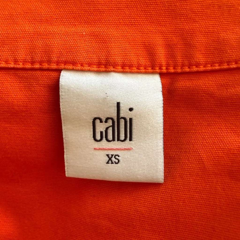 Cabi XS tiger lily orange long sleeve collared button down short swing jacket - Image 7