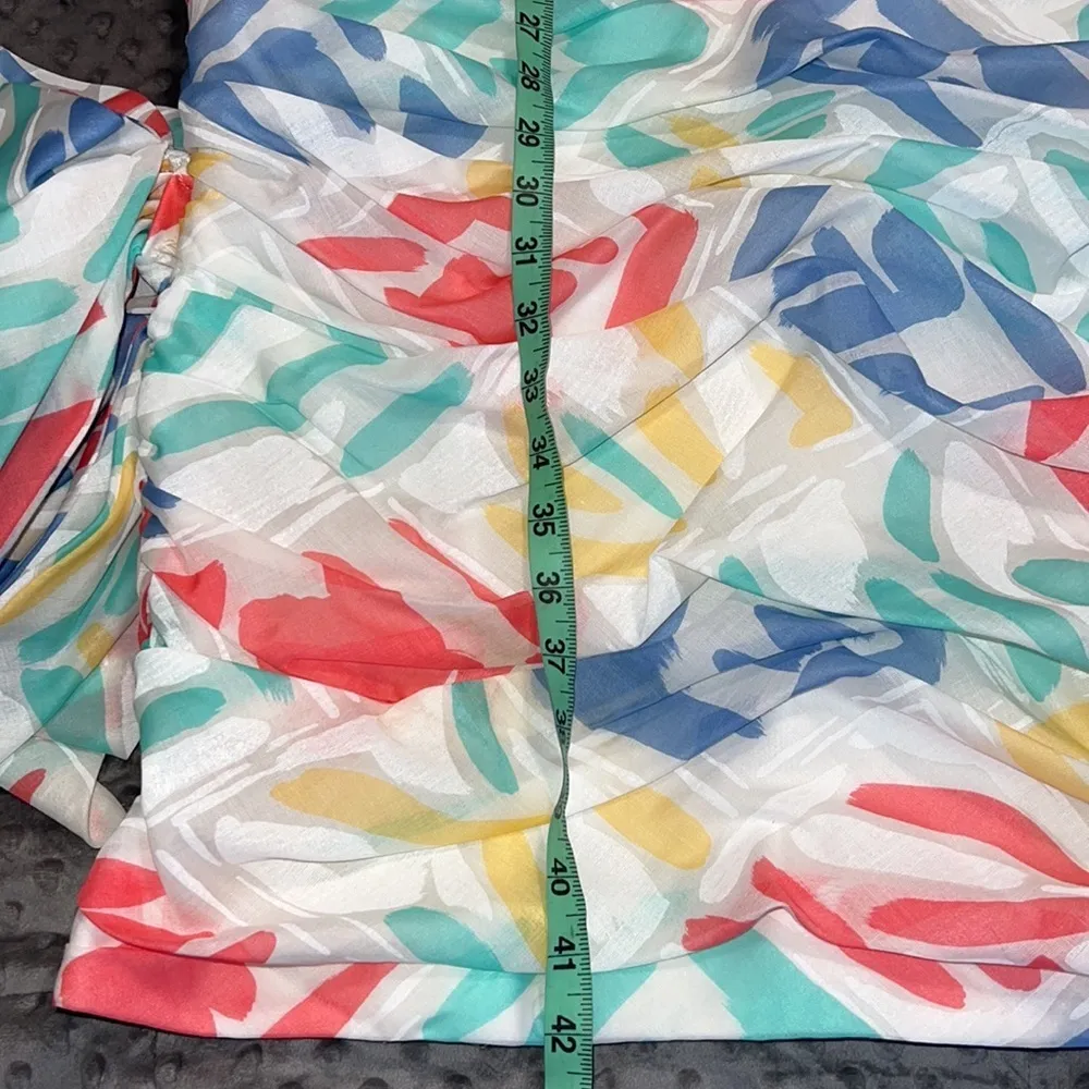 Pastel womens 80's drop waist taffeta big bow gathered geometric prom cocktail Blue Size undefined - Image 6