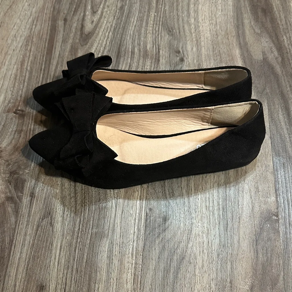 SAILING LU Chic Black Bow Loafers Size 10 - Image 4