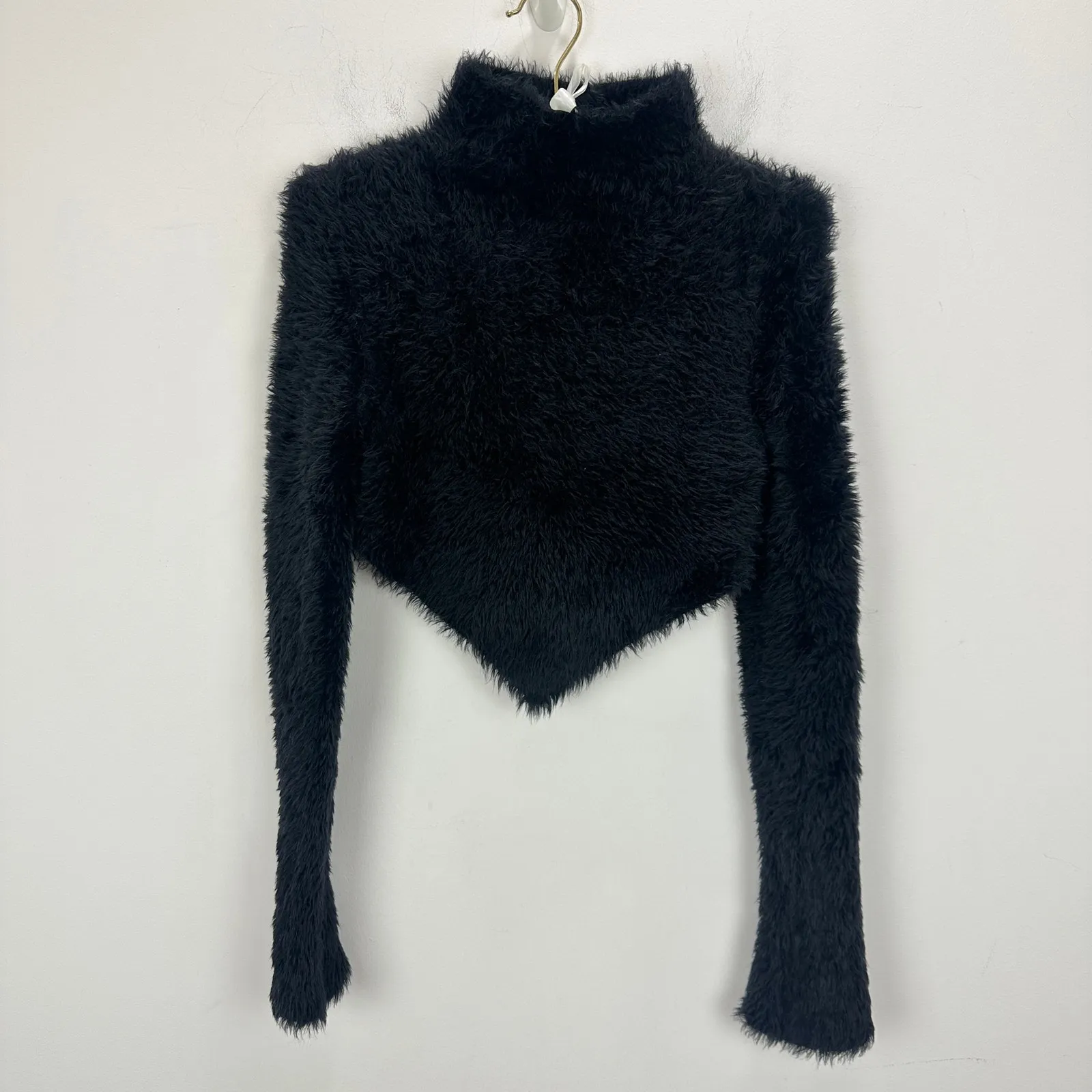 Marc Jacobs Hairy Grunge Pointed Sweater Cropped Black XS NEW Sample - Image 5