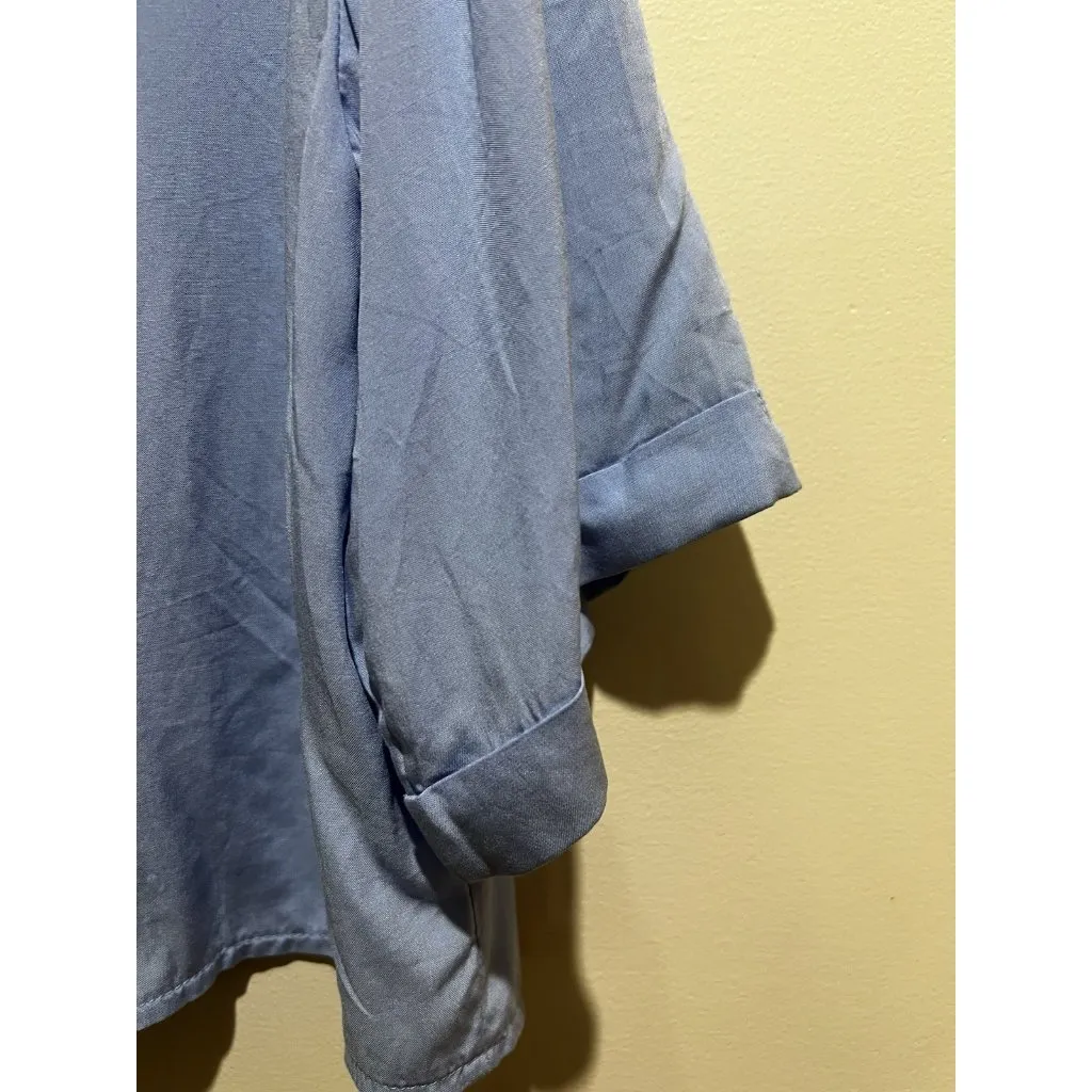 SheIn  ~ Short Sleeve Button Up Cropped ~ Size Small ~ Blue - Image 3