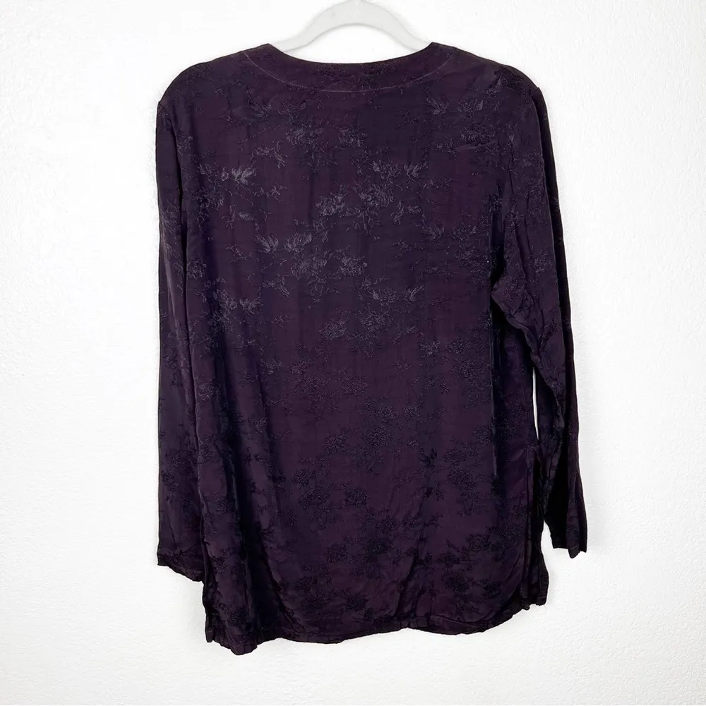 Bryn Walker Chocolate Brown Top Button Open Front Long Sleeve Blouse Size Small - Image 8