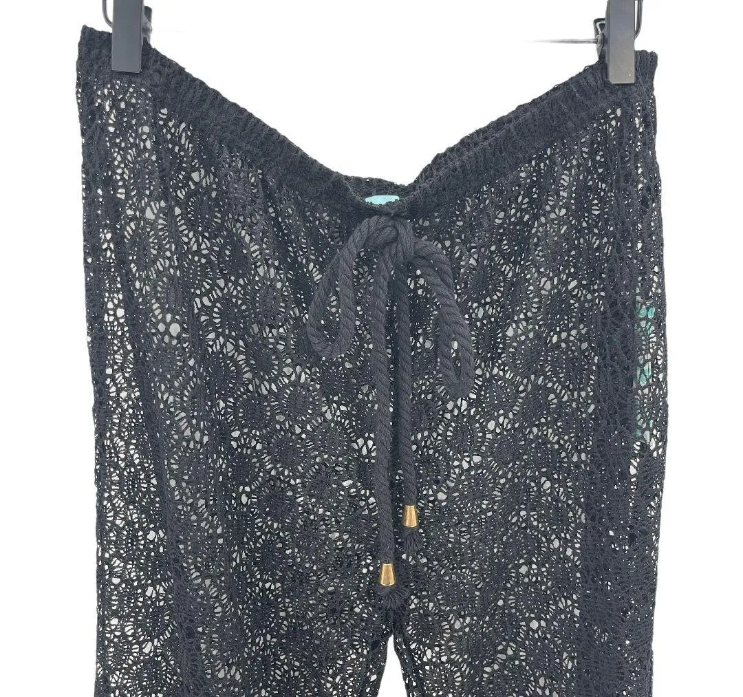 Kahalai Crochet Lace Cover Up Pants Black Size XL - Image 3