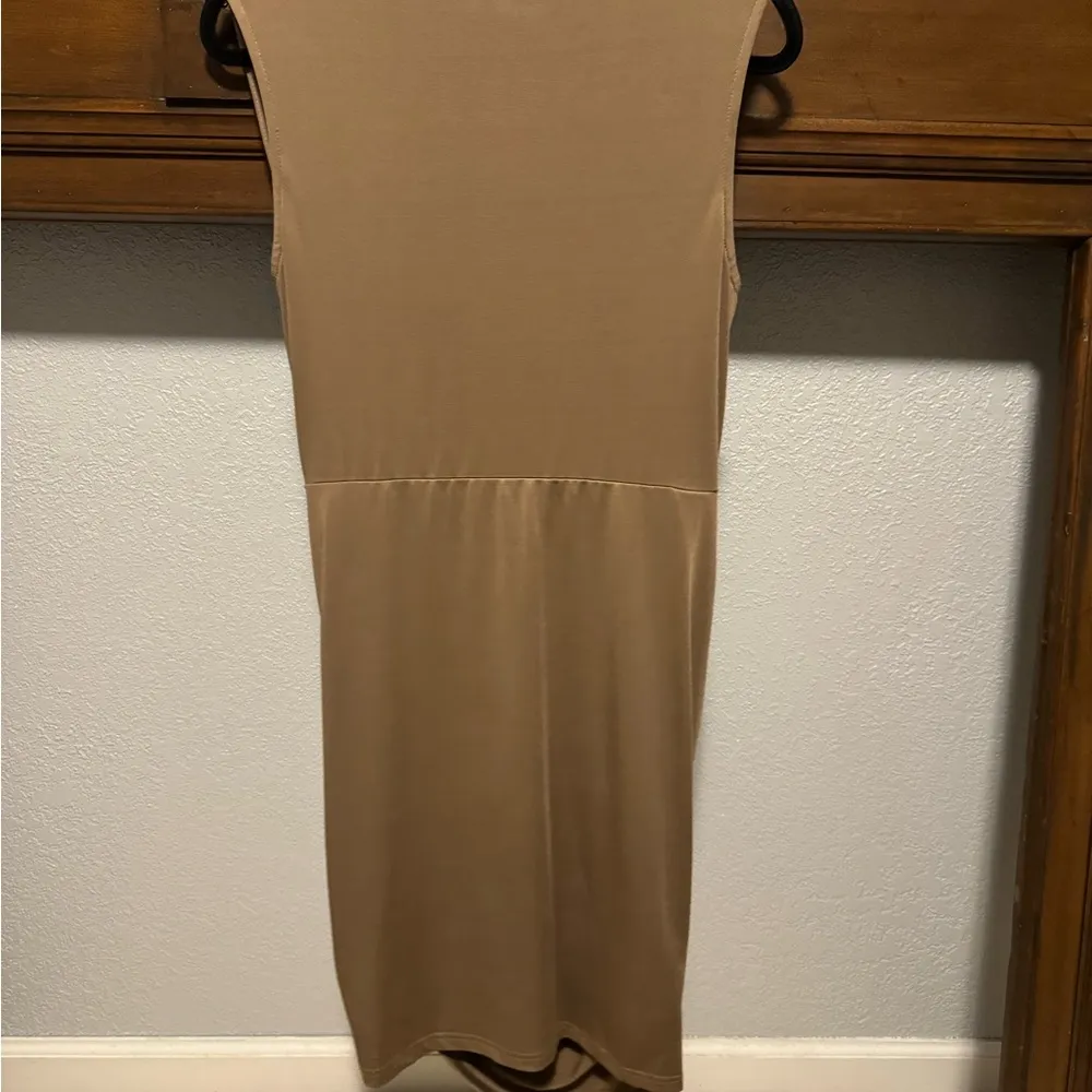 Grace Karin Tan Asymmetrical Sheath Mini Dress - Image 2