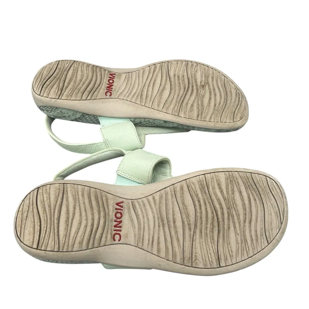 Vionic Women’s Tala Sandals Size 7.5 Mint Green Leather Snake Print Slingback - Image 4