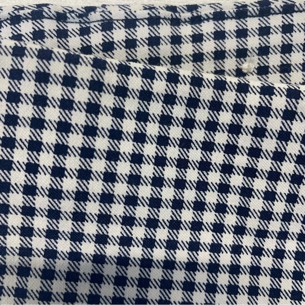 Michael Kors Checked Skinny High Rise Pants Size Medium navy white checkered Blue - Image 3