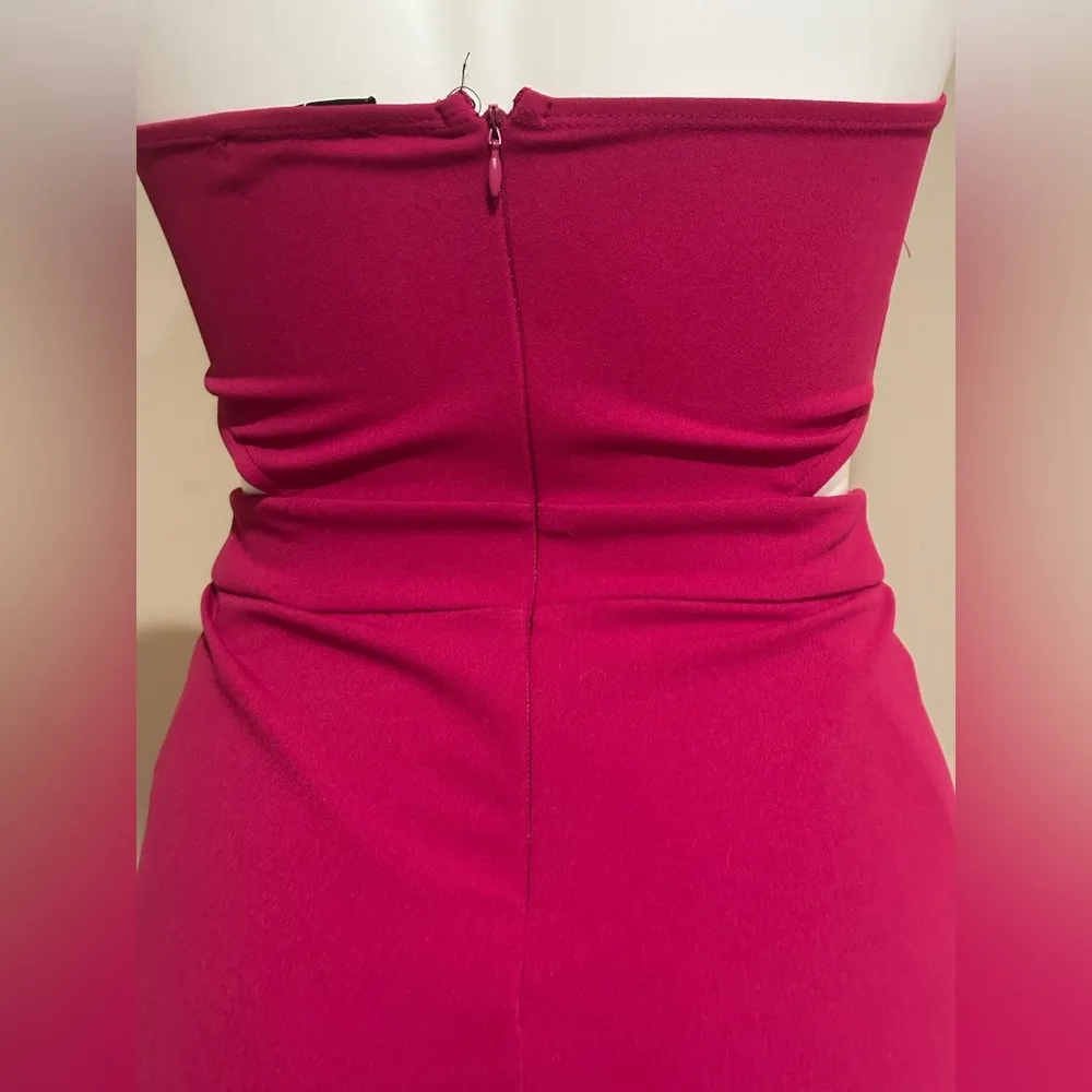 Lulu's  Pink Strapless Jumpsuit Wide & Large Leg Long Slits With Shorts Sz S - Image 8