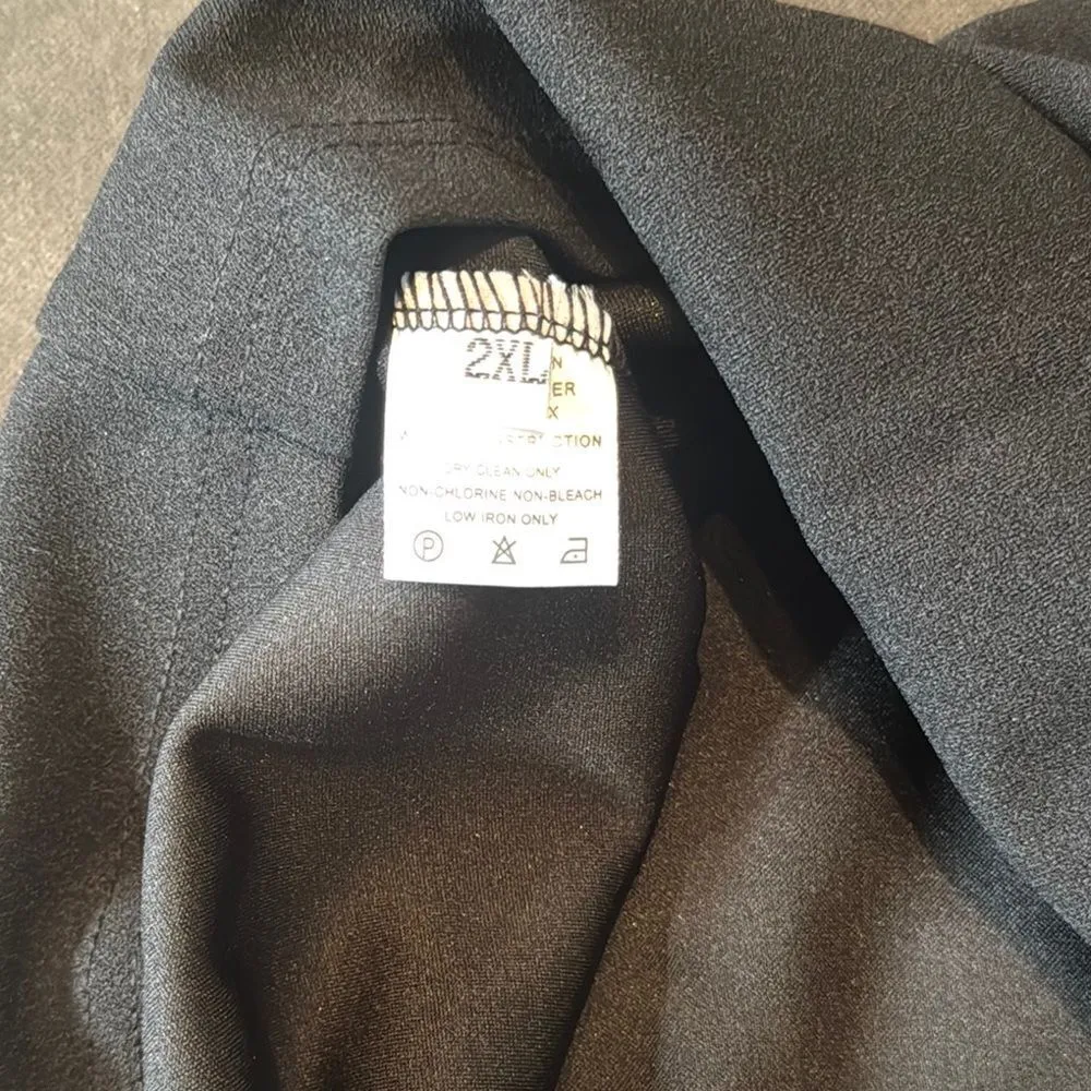 Women’s Black Asymmetrical Ruffled Midi Dress 3/4 Sleeve Zip Back Size 2XL NEW - Image 15