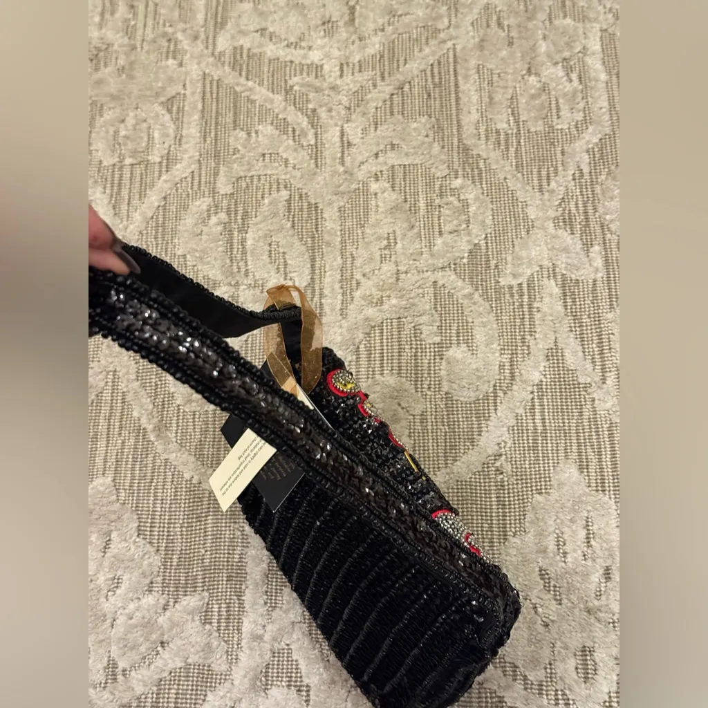 NWT Las Vegas Black Sequin Beaded Shoulder Bag Made in India Handcrafted Viral - Image 5