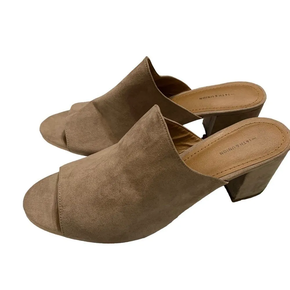 14th & Union Hayzel Suede Block Heel Mule Mushroom - Size 9‎ - Image 12