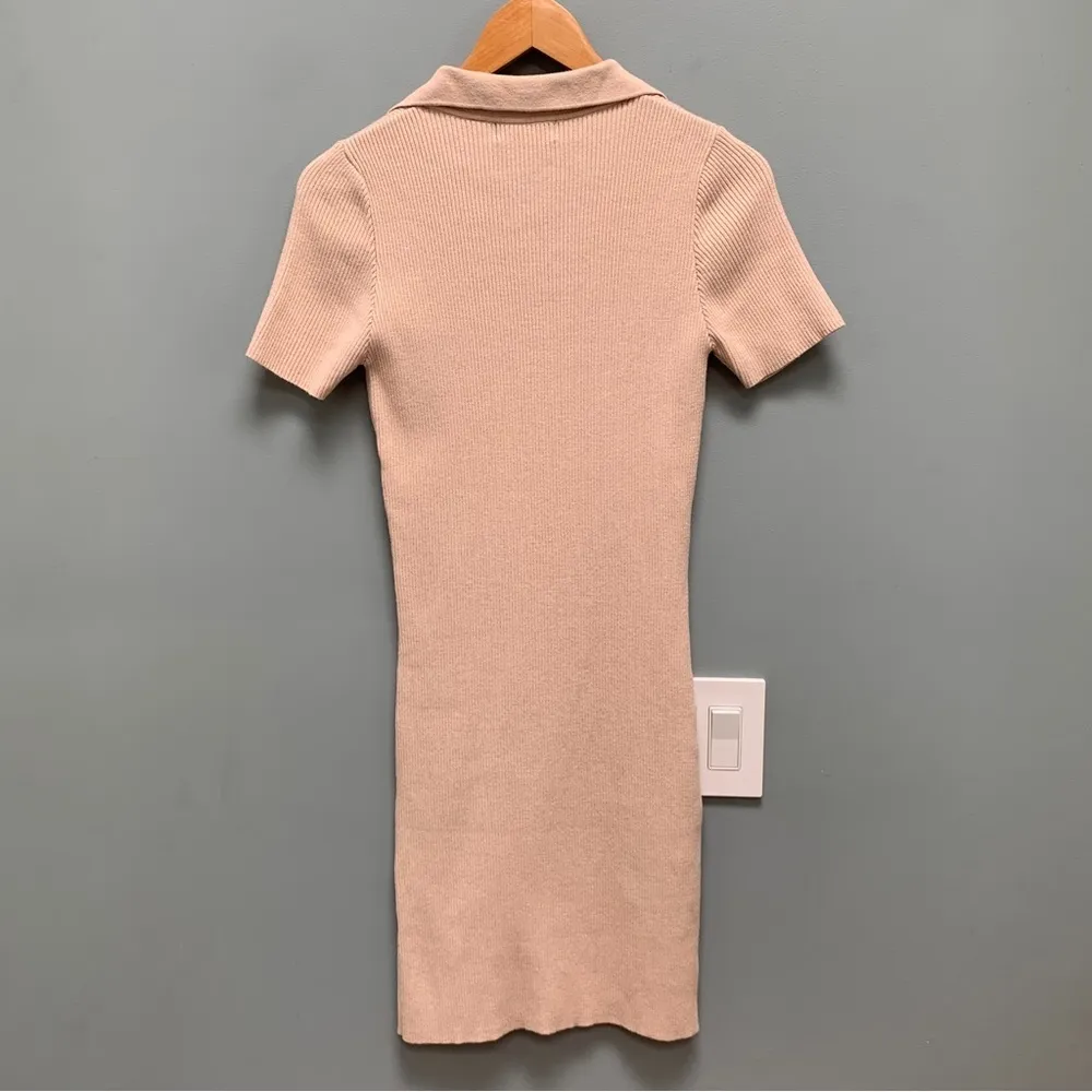 OW Collection Intimates Ribbed Mini Sweater Dress S Tan - Image 5