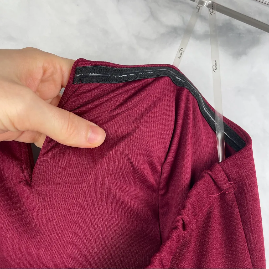 NWT Trixxi Strapless Faux Wrap Jogger Jumpsuit One Piece Burgundy Red Retro L - Image 5