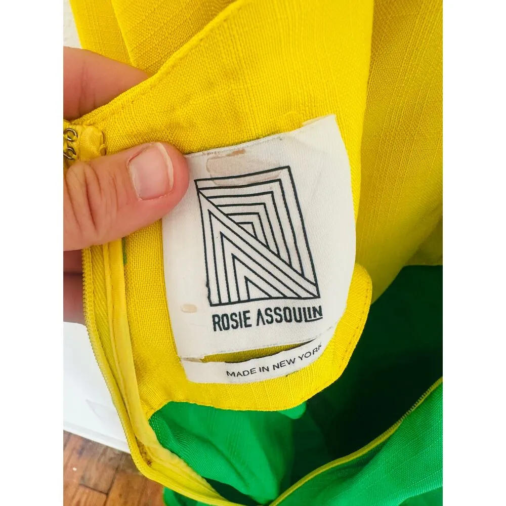 ROSIE ASSOULIN Women's Yellow Green Wrap Sarong Scoop Neck Beach Dress Size 6 - Image 7