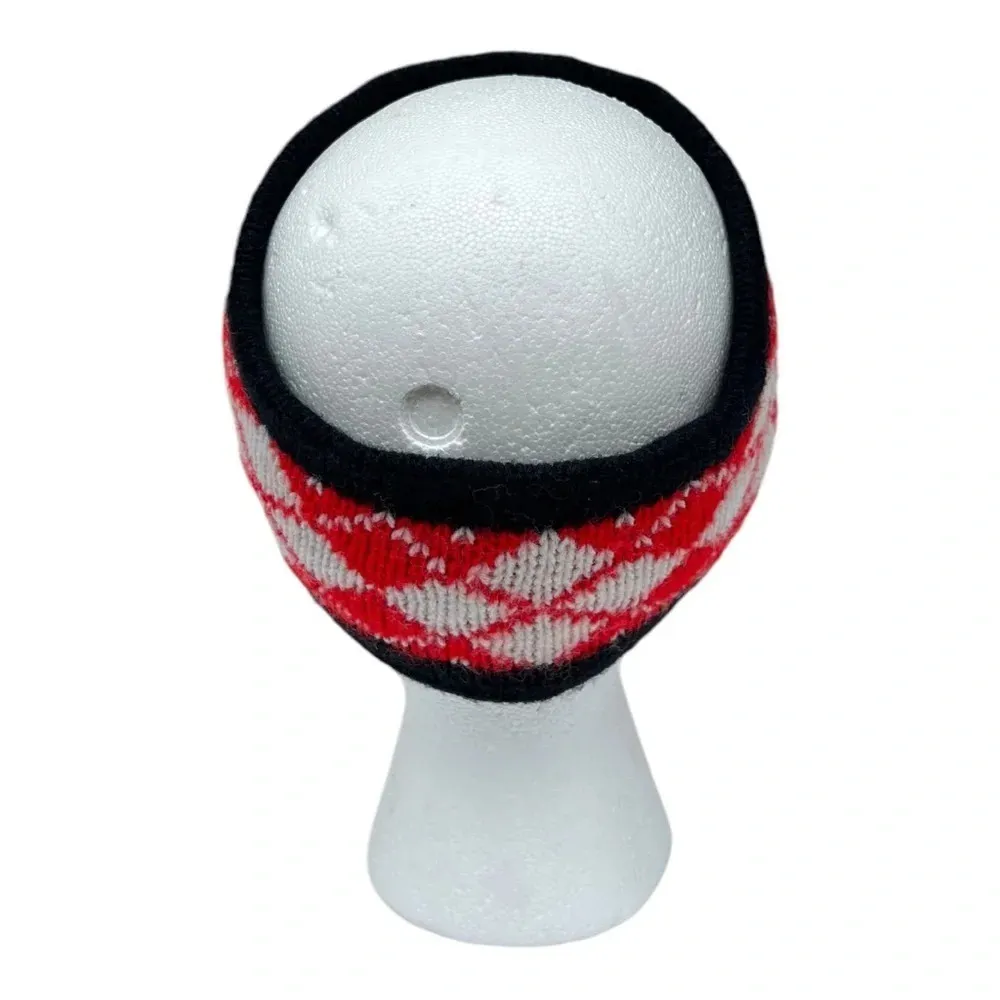 Vintage Knit Reversible Headband Blue Red and White Unisex Ski Snowboarding Snow - Image 6