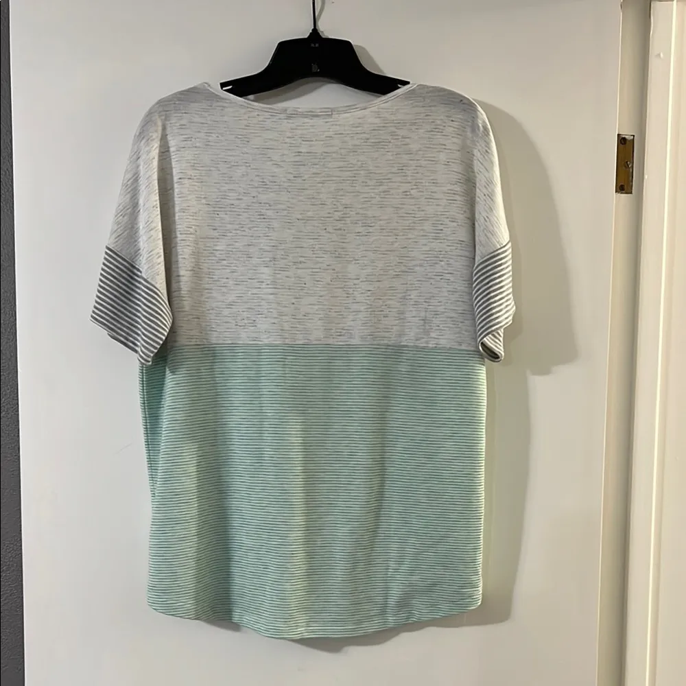 Pink Clover Light Green and Gray Striped Tee - Image 5