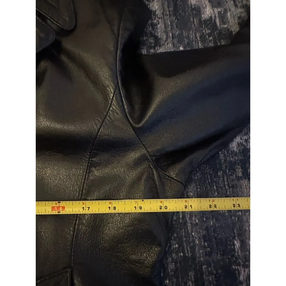 Wilsons Leather Pea Coat Classic Style Black Genuine Womens Large Jacket - Image 8