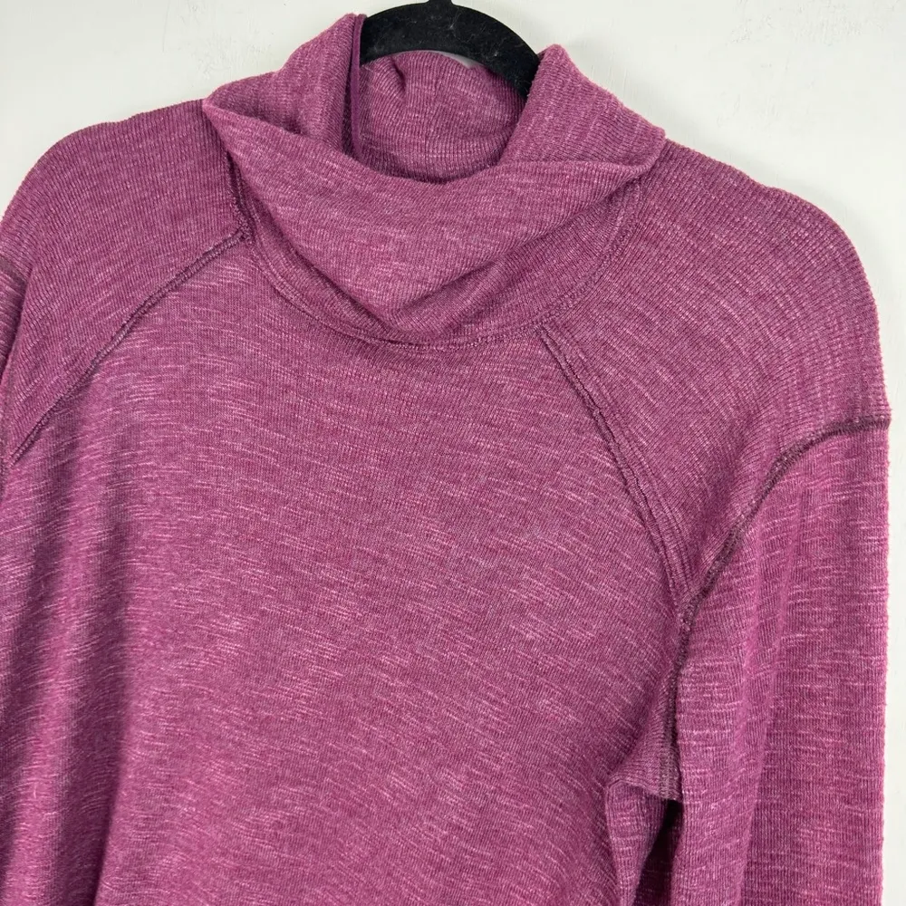Free People Split Open Back Knit Turtleneck Sweater Sz Medium Plum Purple - Image 7
