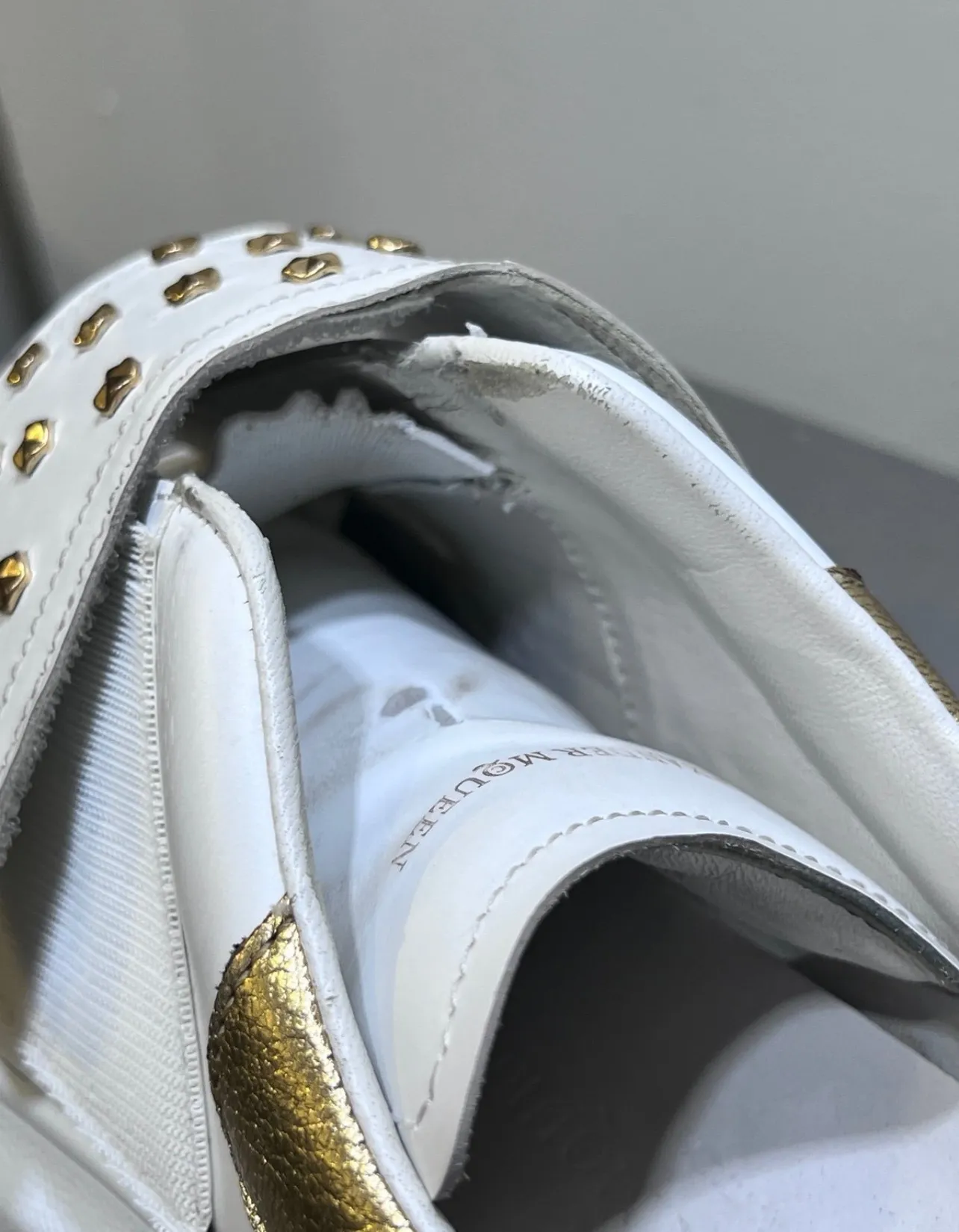 Gold Studded White Leather Sneakers | Size EU 37.5 (US 7.5) - Image 6