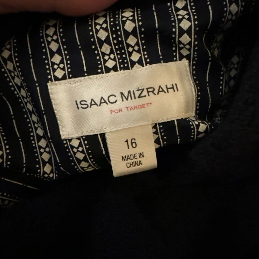 Isaac Mizrahi For Target Womens Blazer Navy Texture Classic Blue Jacket 16 Snaps - Image 4