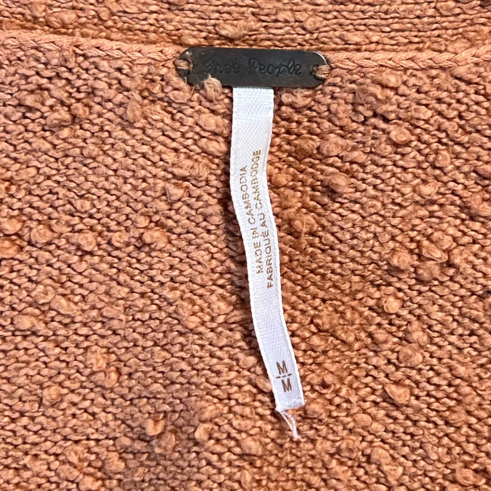 Free People Textured Button Front Cardigan Orange M - Image 3