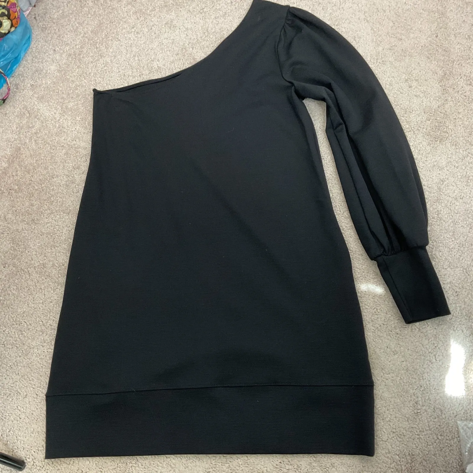 Free People Zoya Black One Shoulder Long Sleeve Dress XS Mini Shift - Image 3