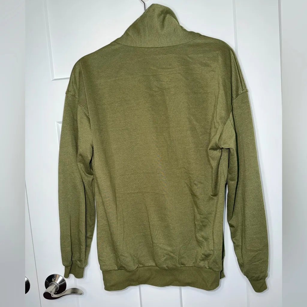 PRETTYGARDEN Olive Mock Neck Half Zip Pullover - Image 2