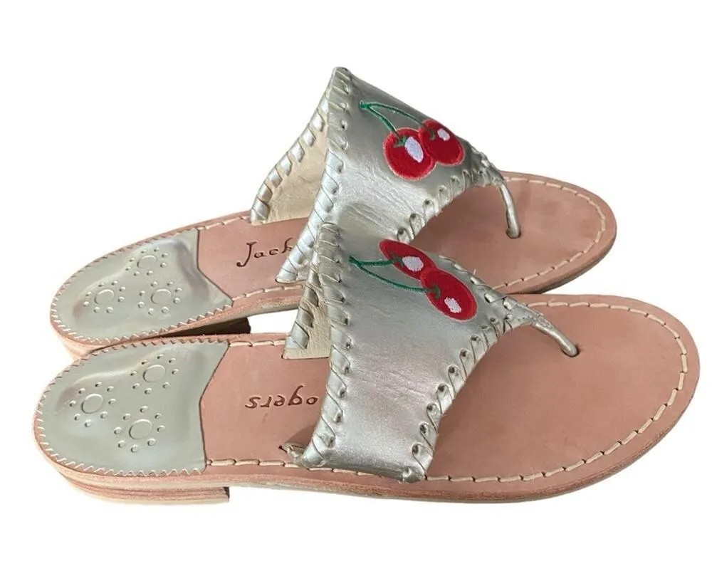 Jack Rogers Whipstich Cherry Gold Thong Sandals size 6 - Image 3