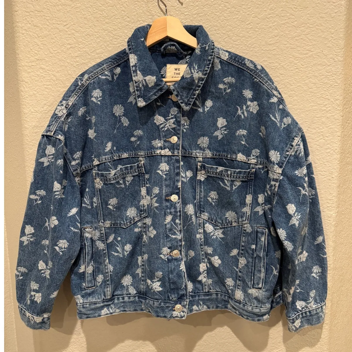 NWT Free People Opal Floral Swing Denim Jacket Size Medium - Image 15