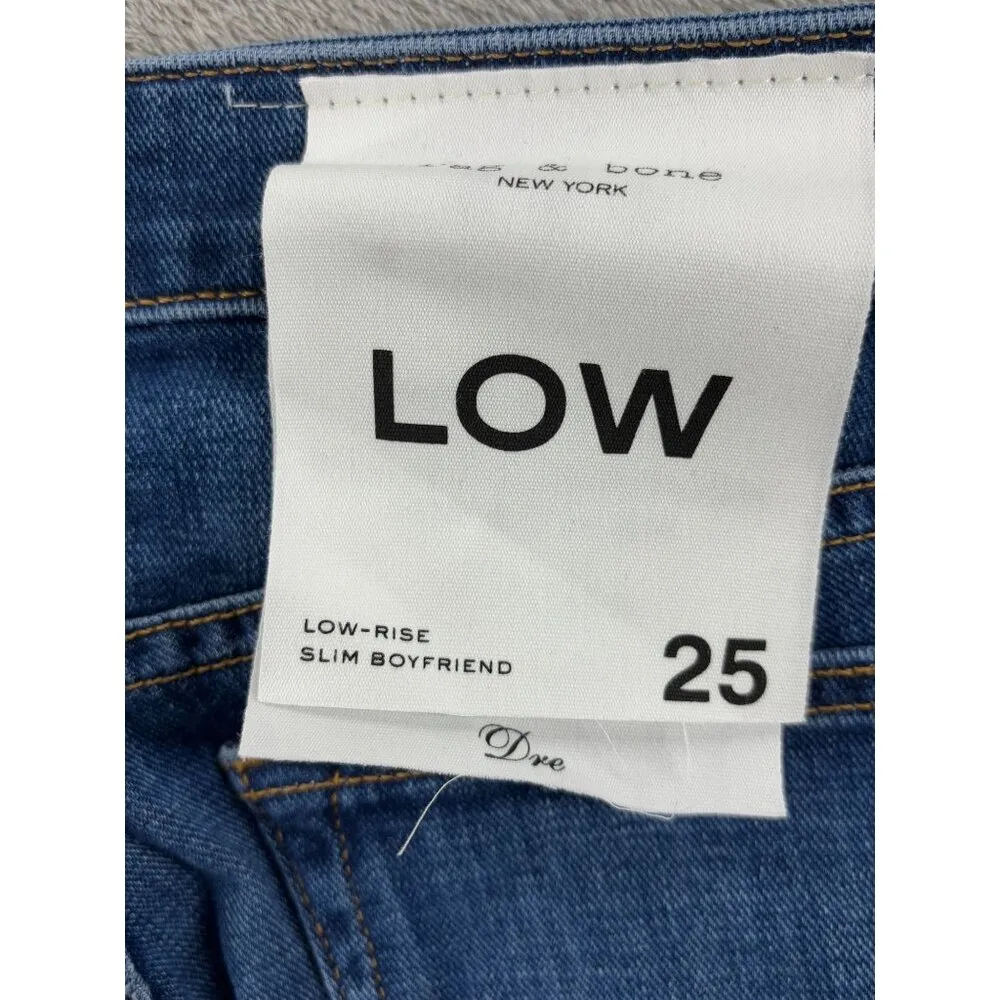 Rag & Bone Dre Low-Rise Slim Boyfriend Jeans Womens 25 Blue Denim Mission City - Image 9