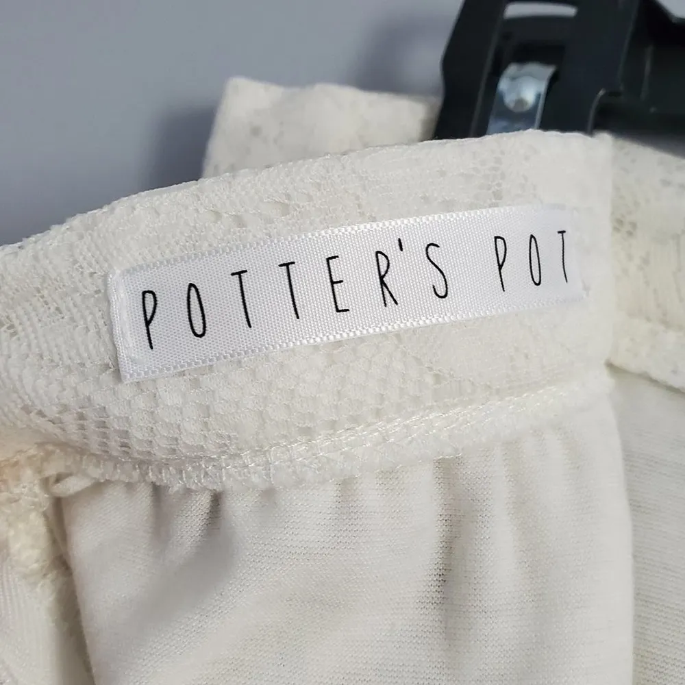 Potter's Pot White A-Line Romantic Feminine Lace Skirt Size L - Image 4