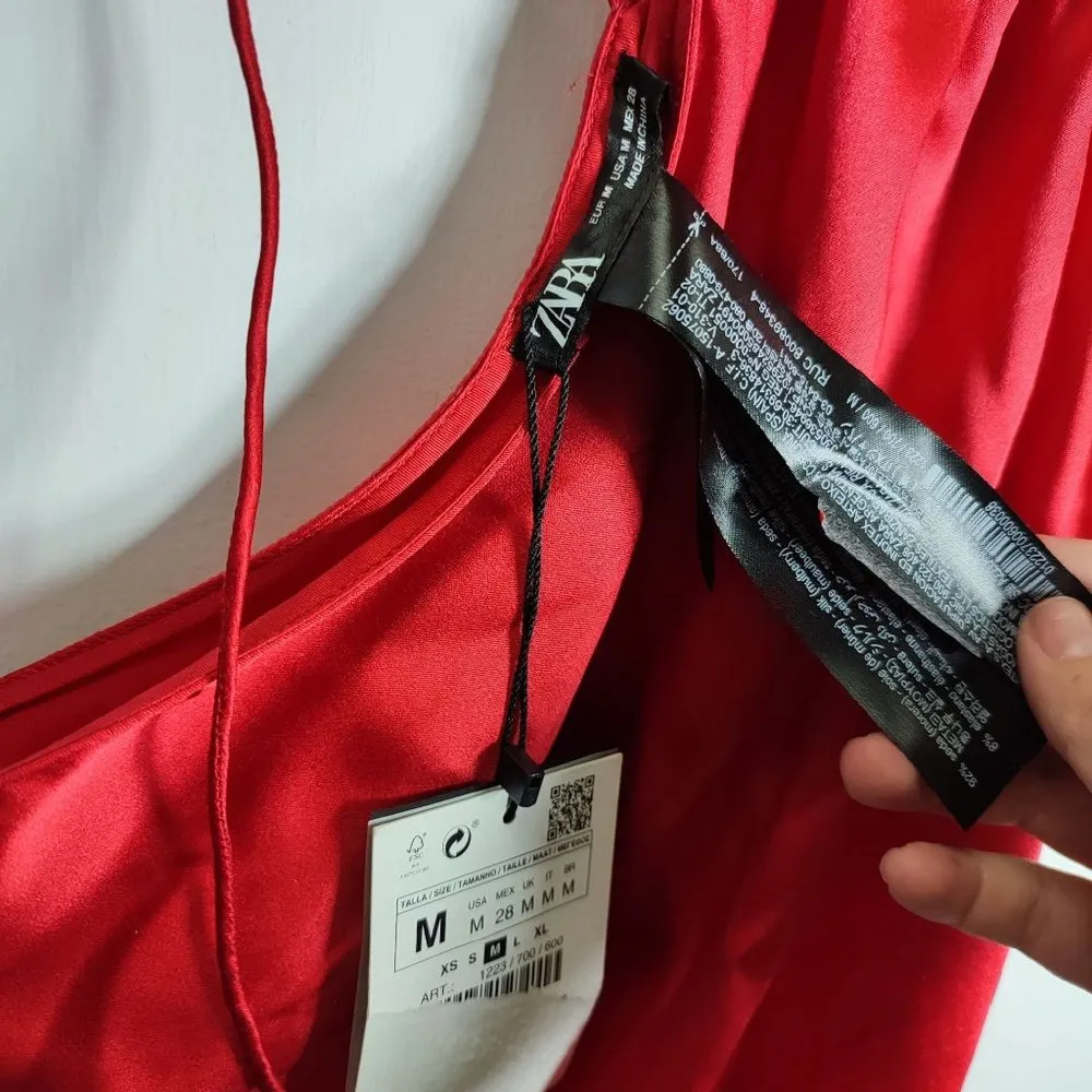 SILK ASYMMETRIC DRESS RED - Image 10