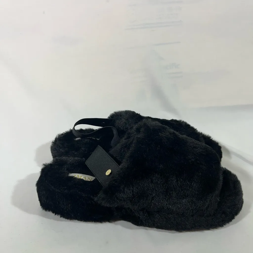 IMAN GLOBAL CHIC FAUX FUR‎ SLINGBACK SLIPPER WOMEN 8 BLACK NEW - Image 4