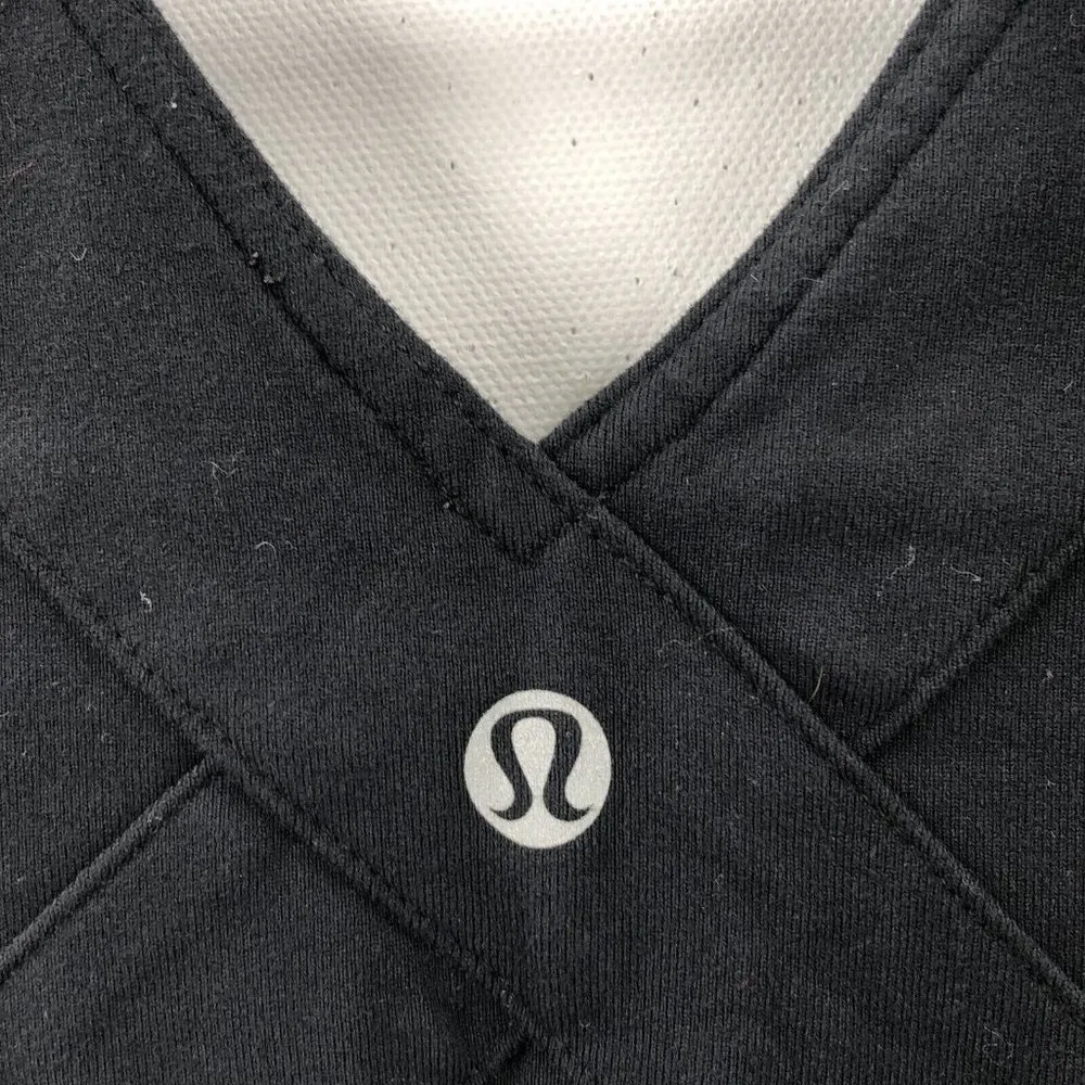 Lululemon Black V Neck Wet Dry Warm Wide Strap Activewear Pullover Tank 29" - Image 3