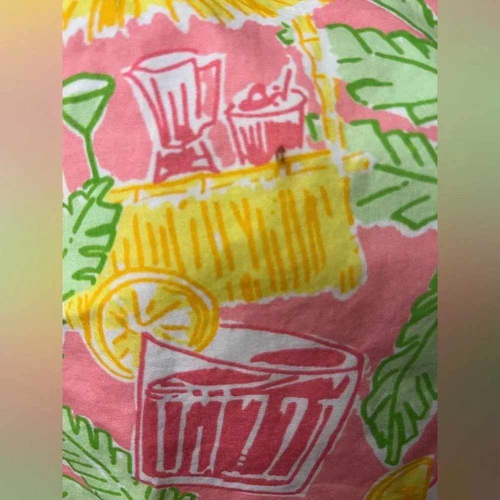Lilly Pulitzer Vintage White Label Tropical Print Mini Skirt Pink Yellow 4 - Image 4