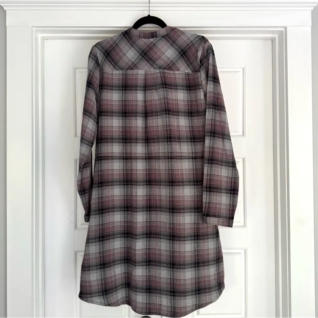 Garnet Hill Plaid Cotton Gauze Shirt Dress - size 8 - Image 3