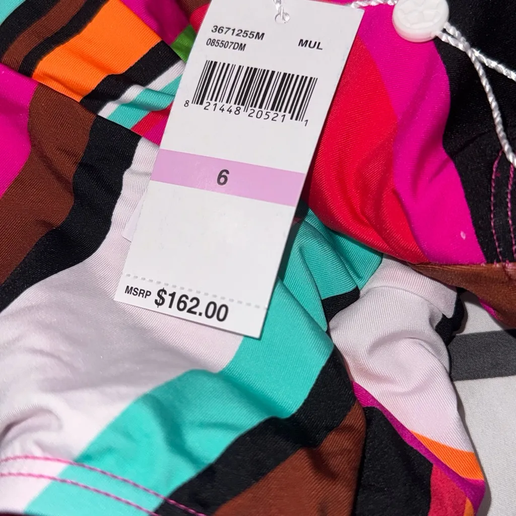 NWT Trina Turk Gemini Ruffle V Neck Tie Back Maillot‎ One Piece Swimsuit - Image 5