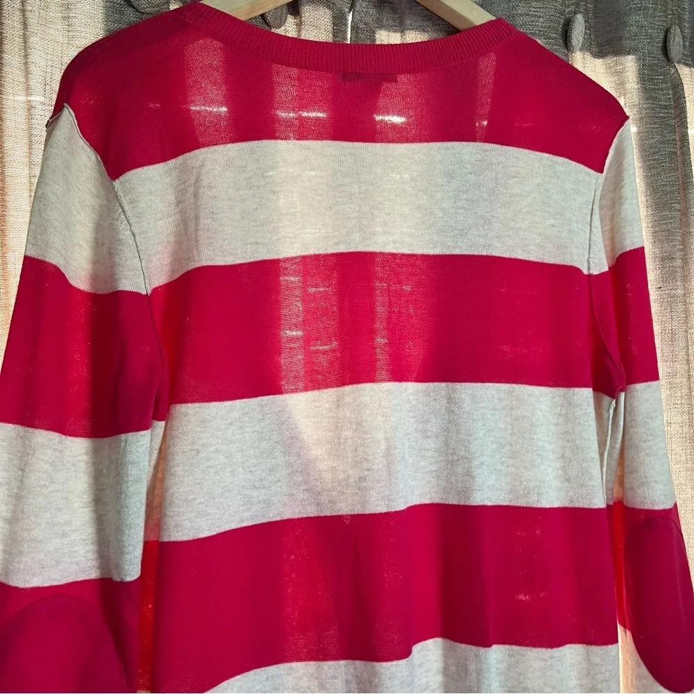 Halogen Pink Rugby Stripe Cotton Lightweight Cardigan Tunic Size Medium - Image 10