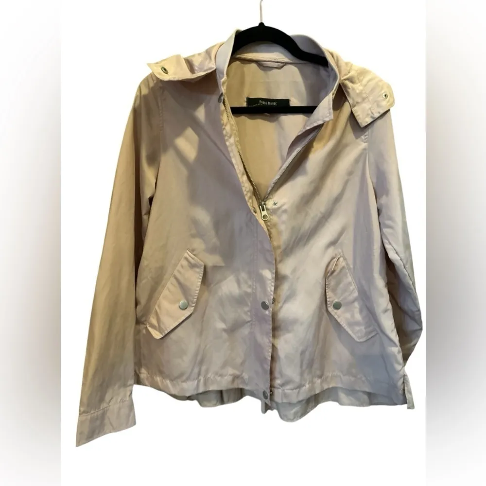 Zara Basic Women's Pink Hooded Windbreaker Jacket Size S - Image 14