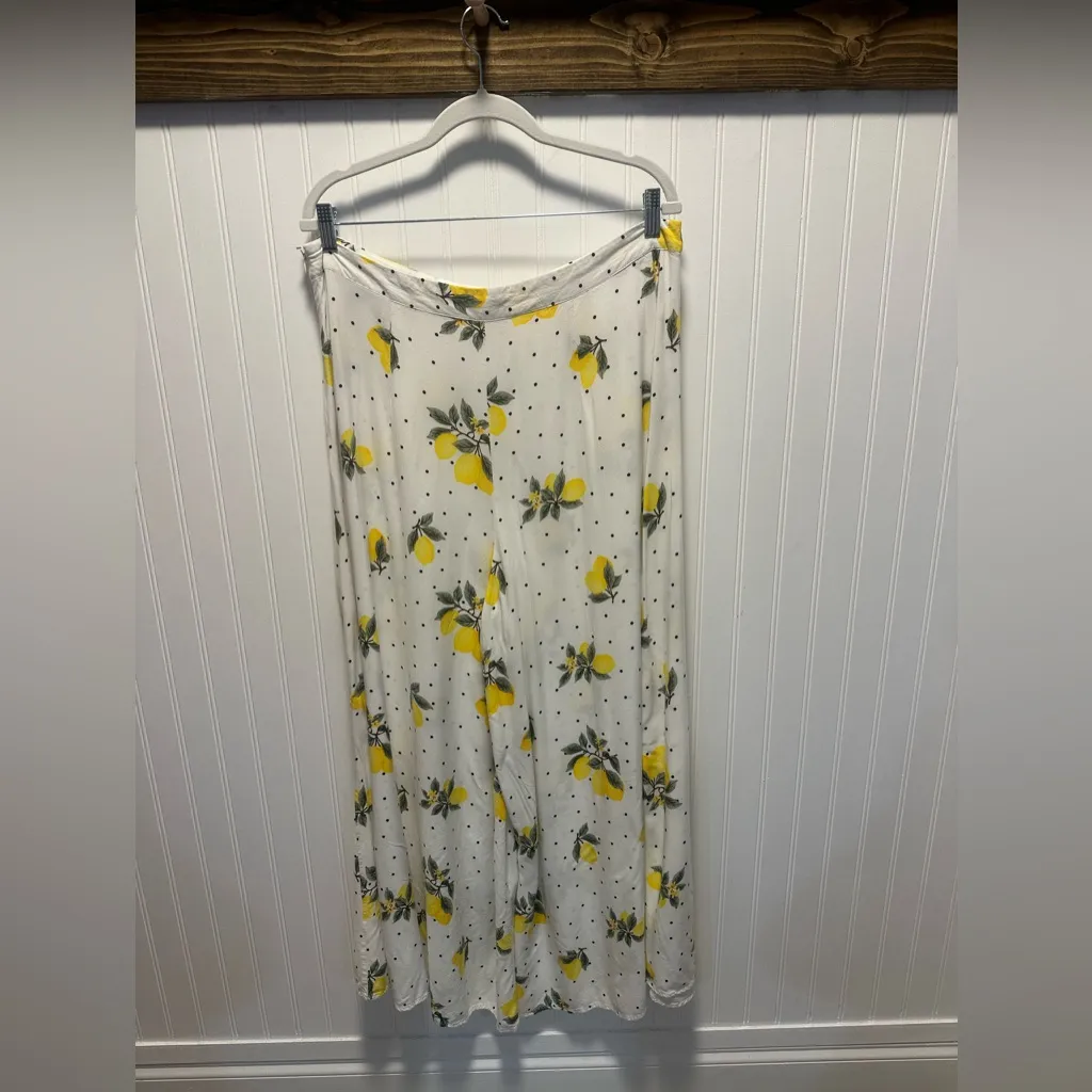 Forever21 Wide Leg Cropped Palazzo Pants Limoncello Fruit Citrus Pants Sz 1x - Image 4