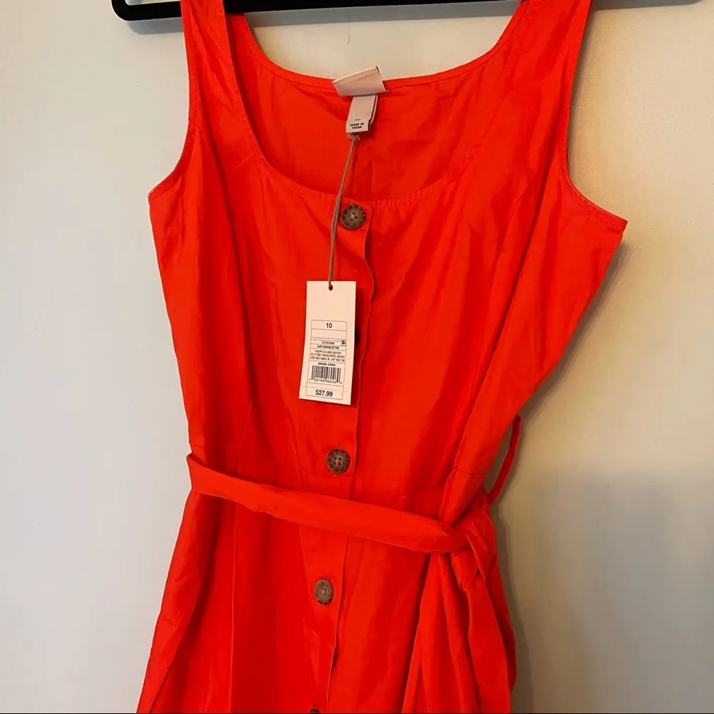 NWOT A New Day Orange Cotton Midi Sundress sz 10 - Image 7