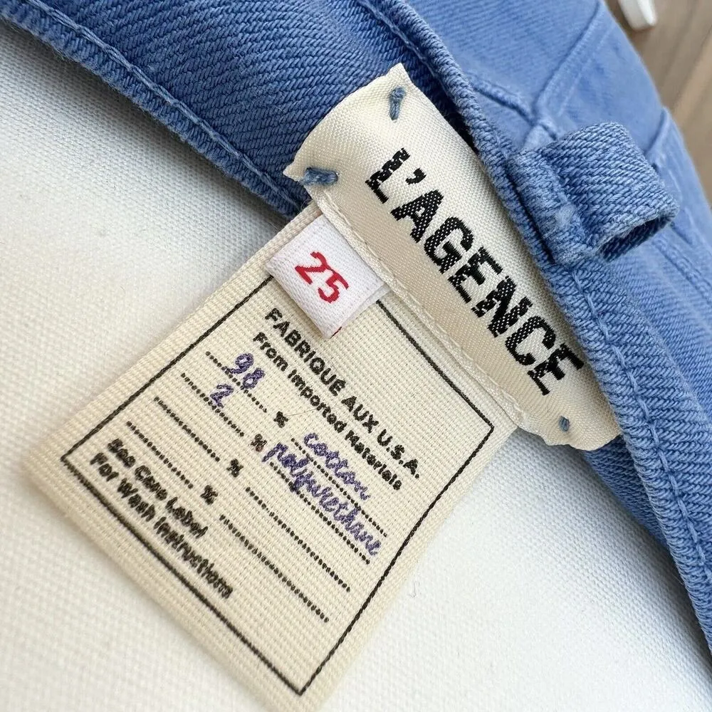 L’AGENCE Audrey Jean Shorts Mid Rise Cut Off Blue Stretch Denim US 25 NWT - Image 6