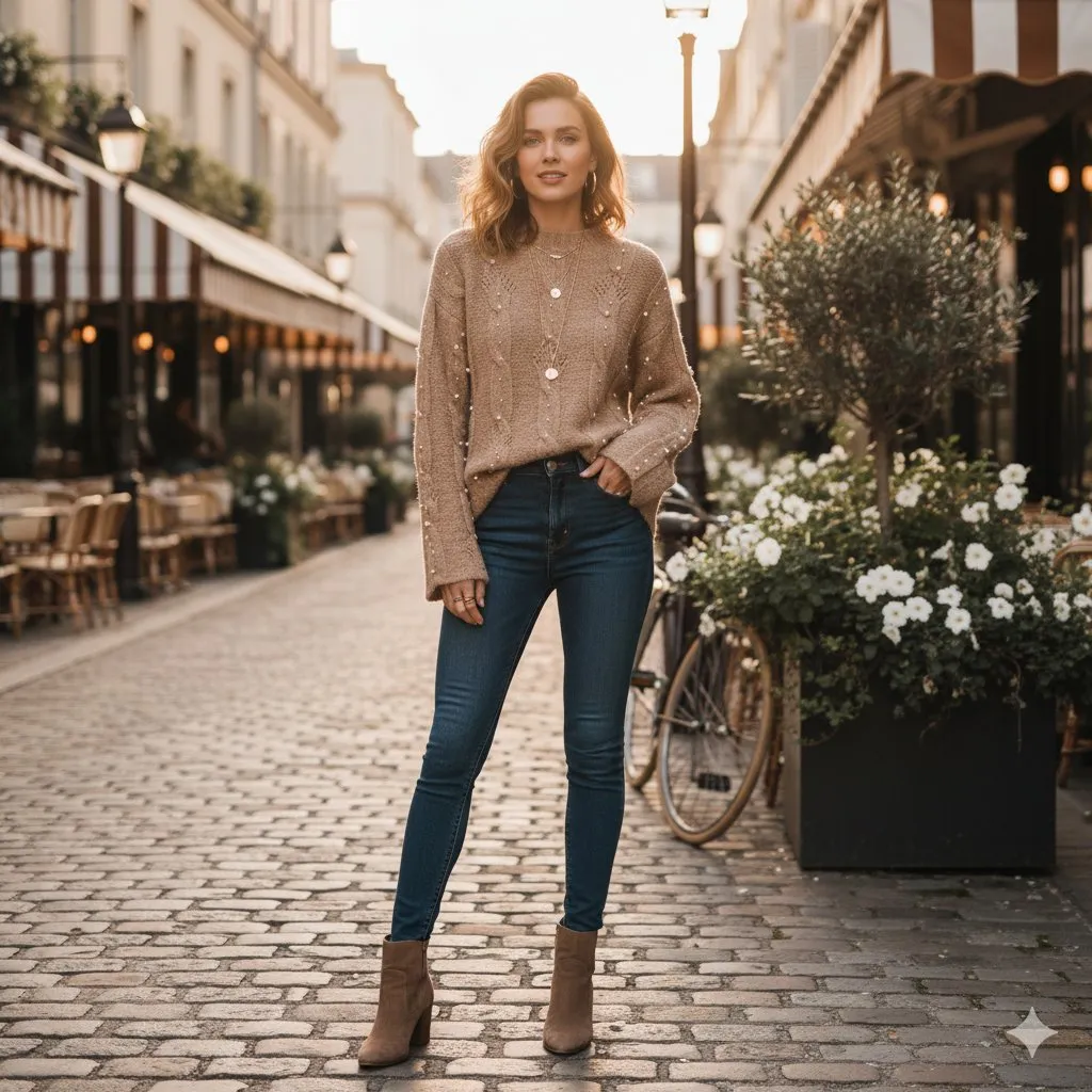 ASTR Kit Pearl Cable Knit Relaxed Fit Sweater One Size Cozy Winter Essential NWT - Image 3