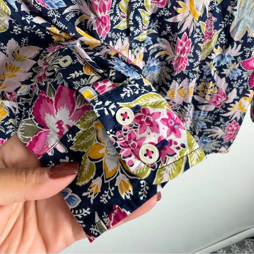 Talbots Cotton Button Front Shirt Lush Garden Large‎ Long Sleeves Multicolor - Image 8