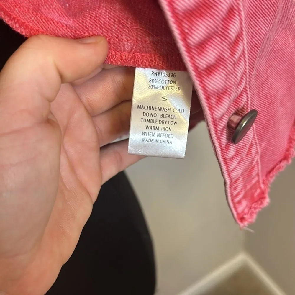 Black Label Pink Acid Wash Spring Light Denim Jacket - Image 7