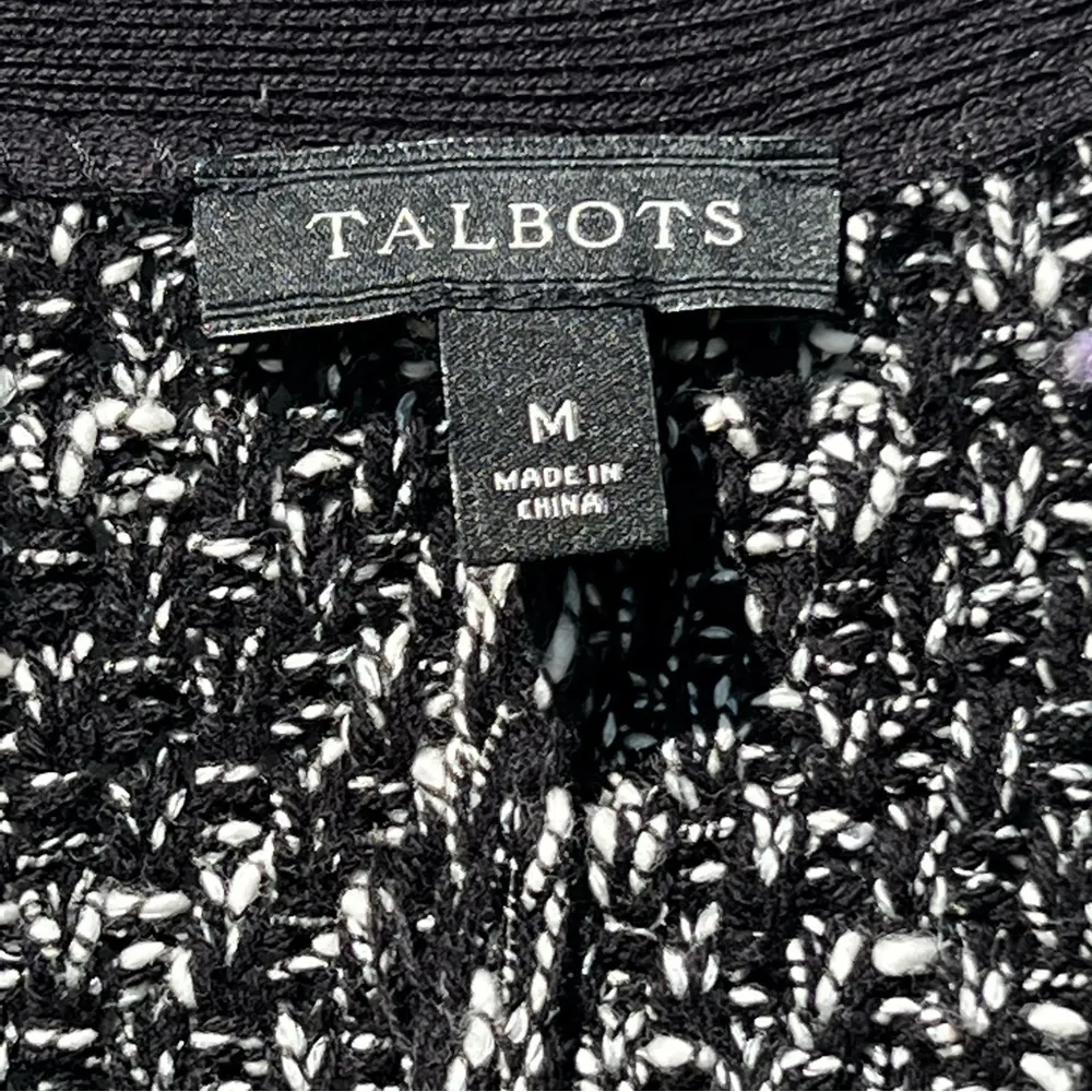 TALBOTS long cardigan black white size medium - Image 2
