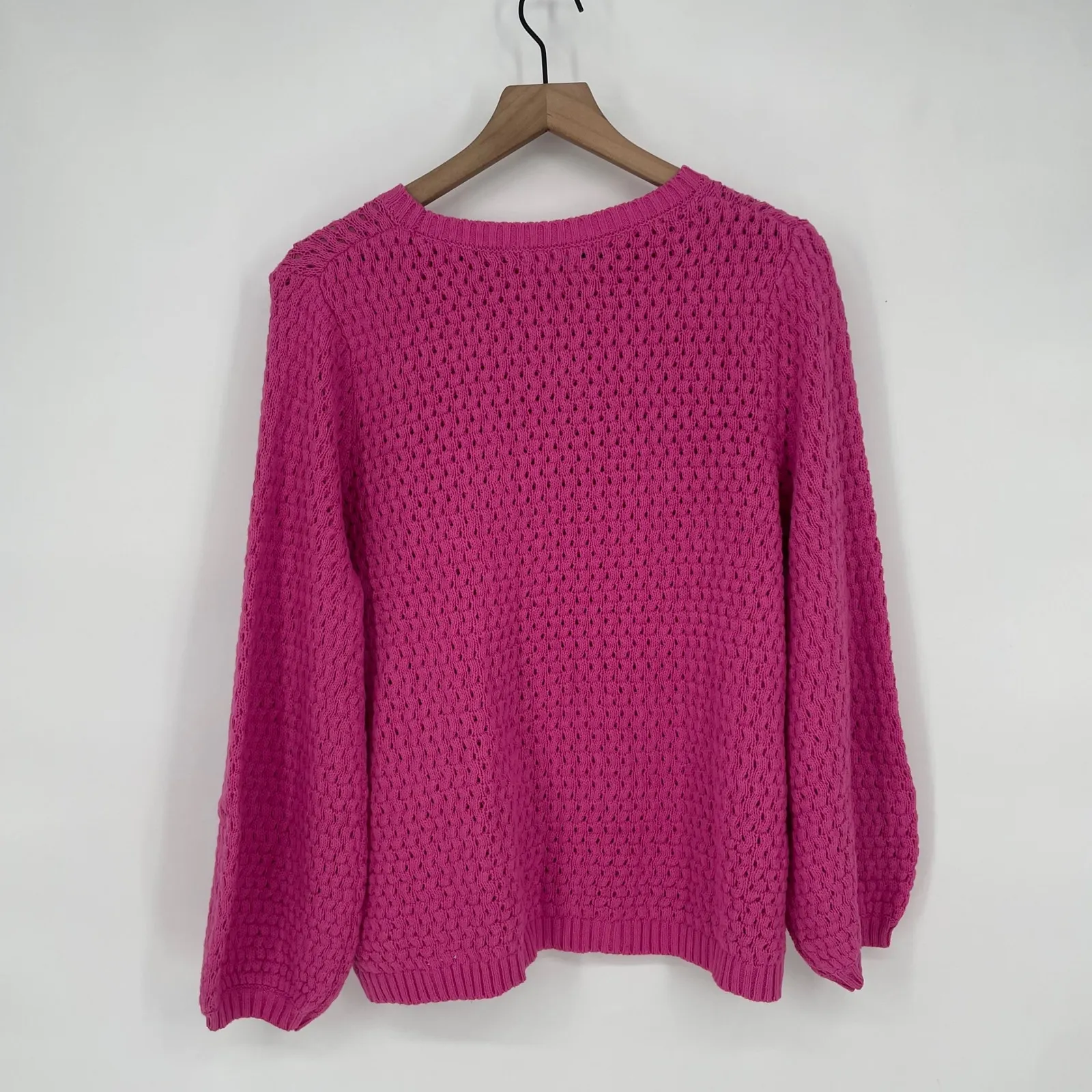 14th & Union Pink Cable Knit Crew Neck Long Sleeve Sweater Top Size L - Image 5