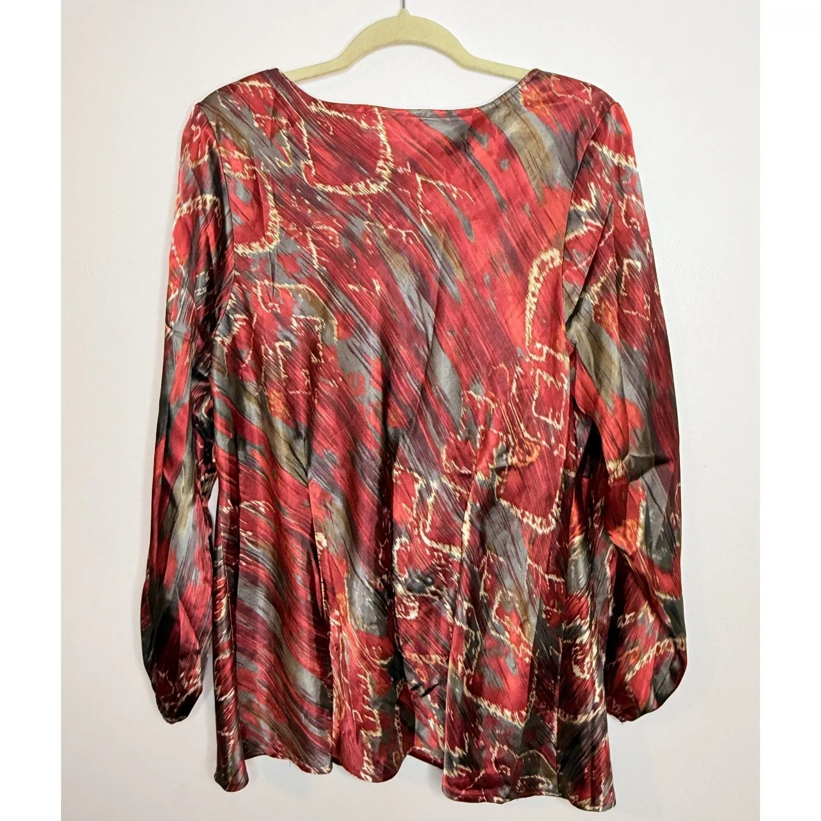 Lane Bryant Red Satin Elastic Long Sleeve Party Top Blouse Plus 18/20 (2X) - Image 2