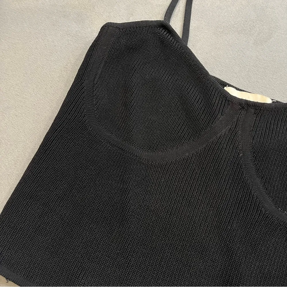 All:Row Black Spaghetti Strap Ribbed Tank Top Small - Image 2