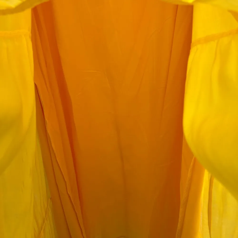 Chicsoul yellow shiny crinkle 1X plus midi dress tiered pockets long sleeve - Image 8