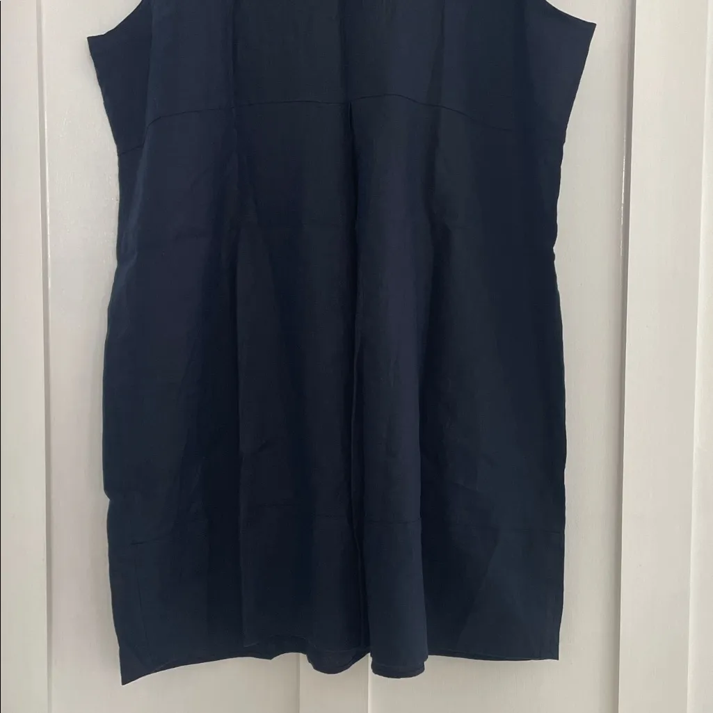 J. JILL Love Linen Sleeveless Crewneck Pocket Shift Dress in Navy Blue Size 4X - Image 9